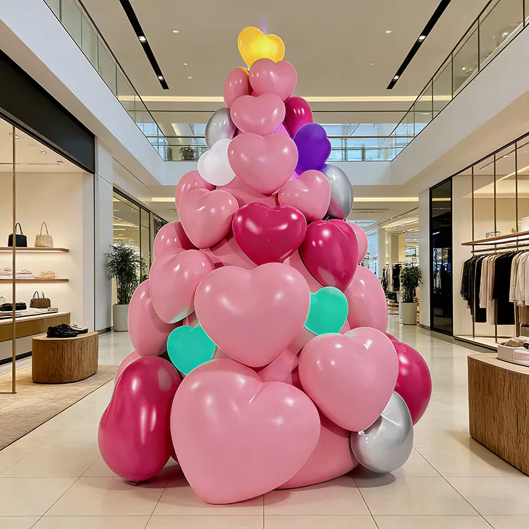 GRP Kalp Şeklinde Yığılmış Balon Heykel