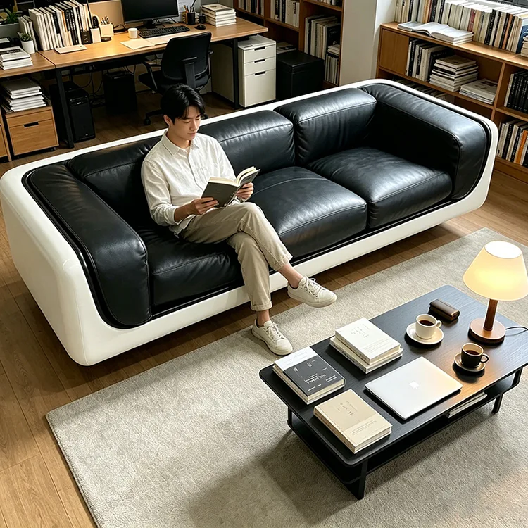 Commercial Fiberglass Leather Sofa