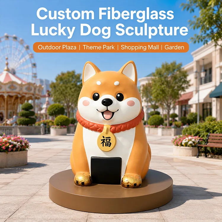 Fiberglass Fortune Dog Sculpture